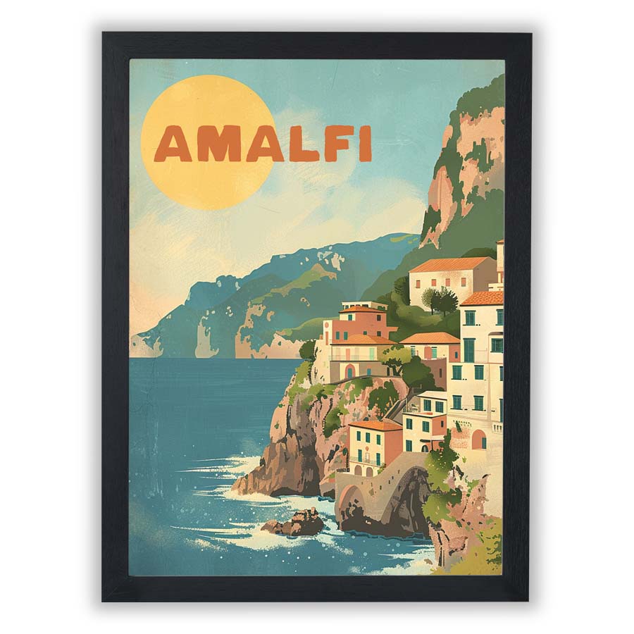 Retro Travel Posters – Amalfi Coast - Small - Unframed